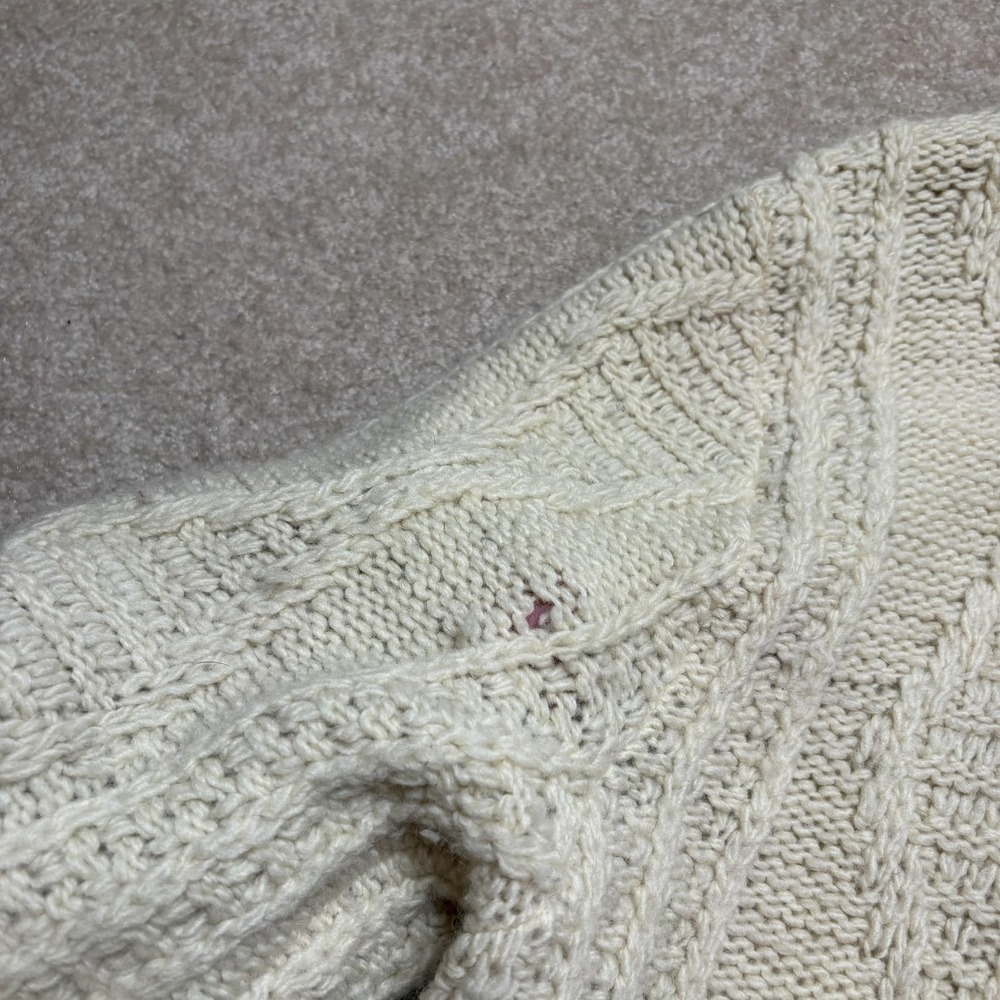 Vtg Pendleton Cardigan Sweater Mens XL Fits L White Wool Aran Cable Knit USA 70s - Picture 9 of 10